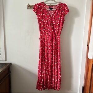 GAP | Women’s Red Floral Wrap Midi Dress size XSmall